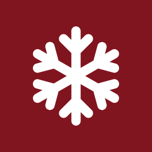 A heating and air company logo with a white snowflake icon on a red background.