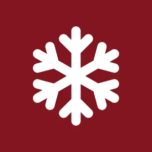 A heating and air company logo with a white snowflake icon on a red background.