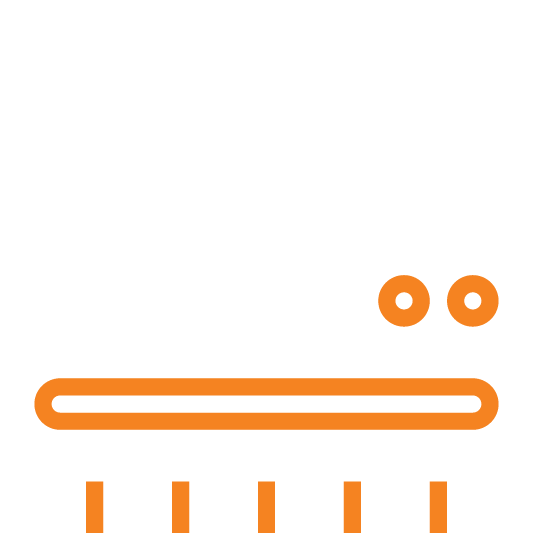 A reliable heating and air company's icon featuring a wrench and screwdriver in black and orange.