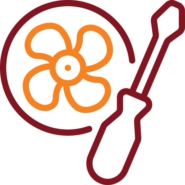 A maroon background with an orange flower.