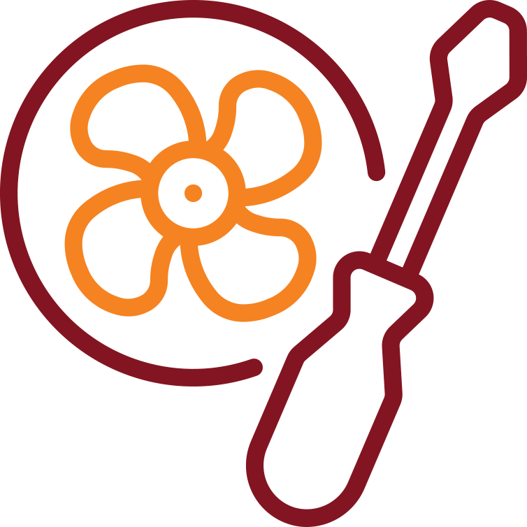 A maroon background with an orange flower.
