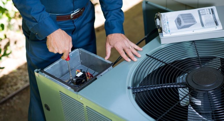 A man providing air conditioning services.